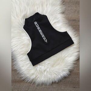 Burberry Black Tay Crop Tank with Zip and Logo Detail